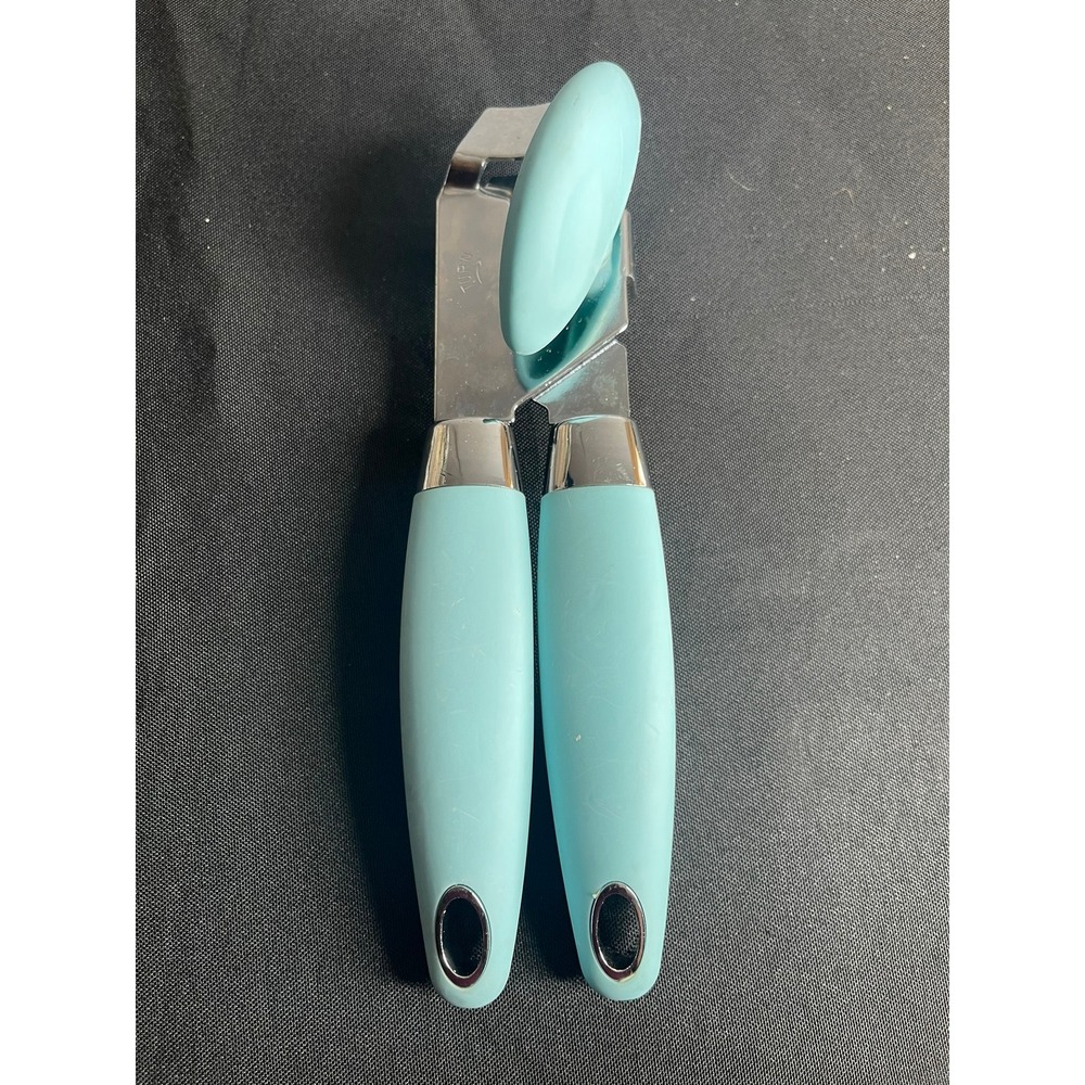 Core Kitchen Manual Handheld Can Opener Turquoise Blue Soft Grip Stainless Steel
